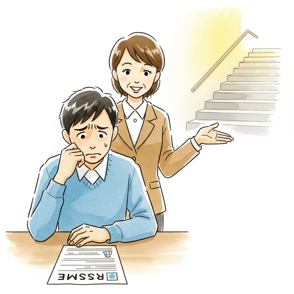 未経験からの転職で、職務経歴書の書き方に悩む30代男性が、プロのアドバイスによって未来への希望を見出す